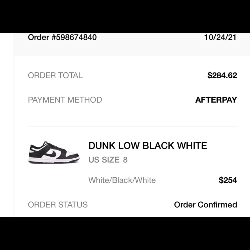 Brand new; Nike dunk low black white men size 8